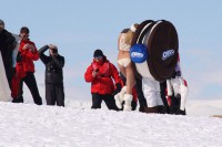 Kate Upton with a giant Oreo cookie.