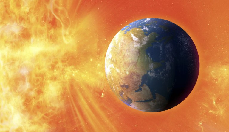 Solar flare hitting Earth
