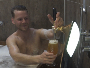 Enjoy indoor beer spa